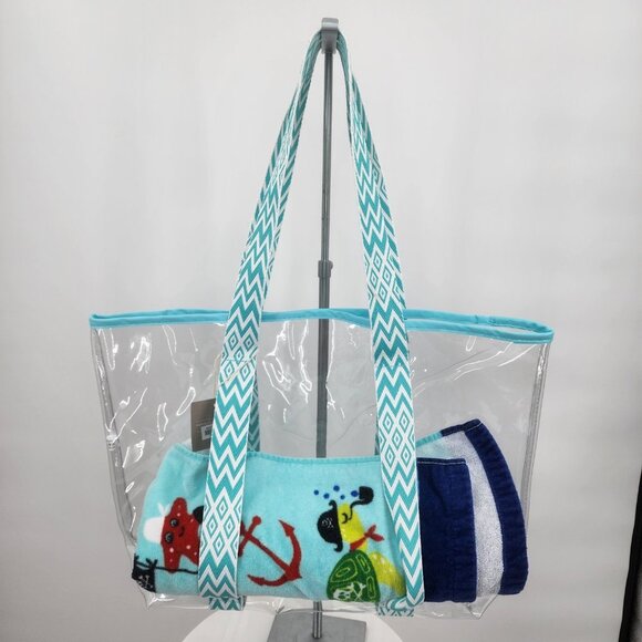 Clear Festival Stadium Concert Tote Bag With Aztec Print Straps NWT - Picture 4 of 6